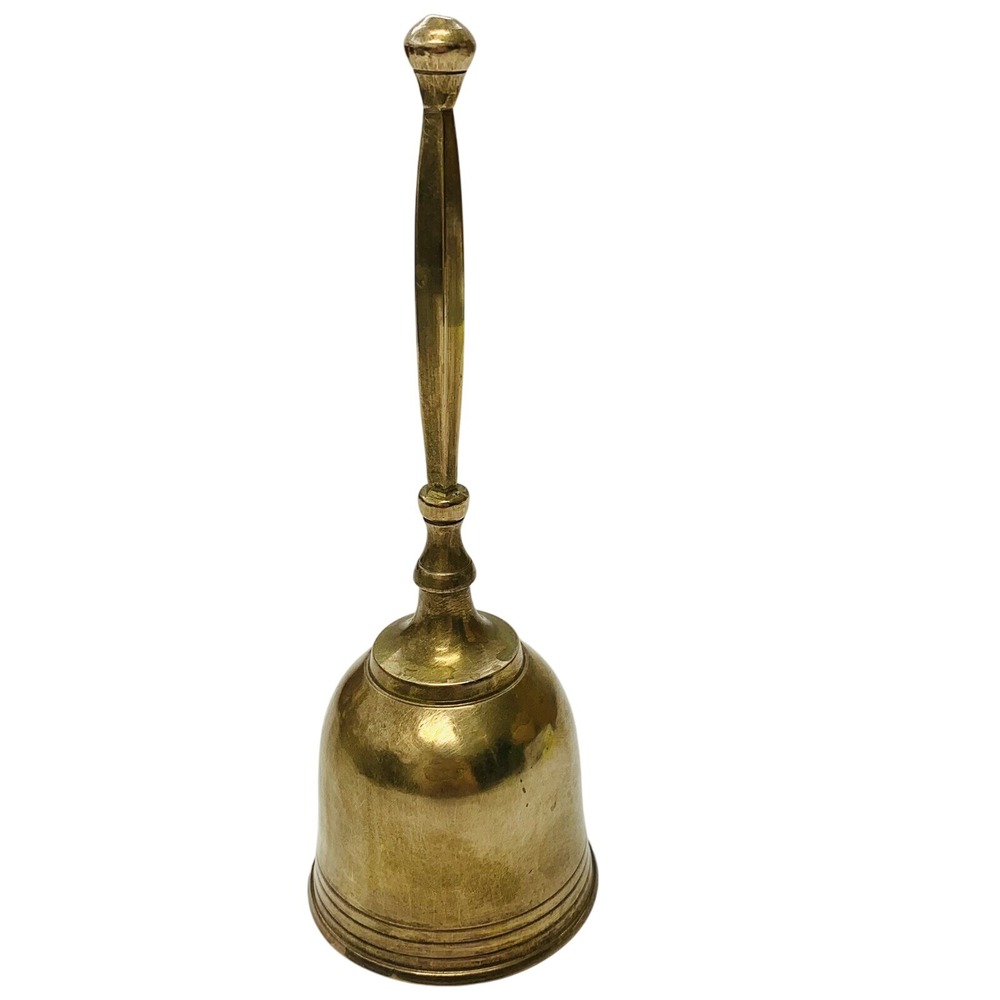 Vintage Brass School  Bell Tall Handle‎ Chime  Teacher  Boho Decor Dinner